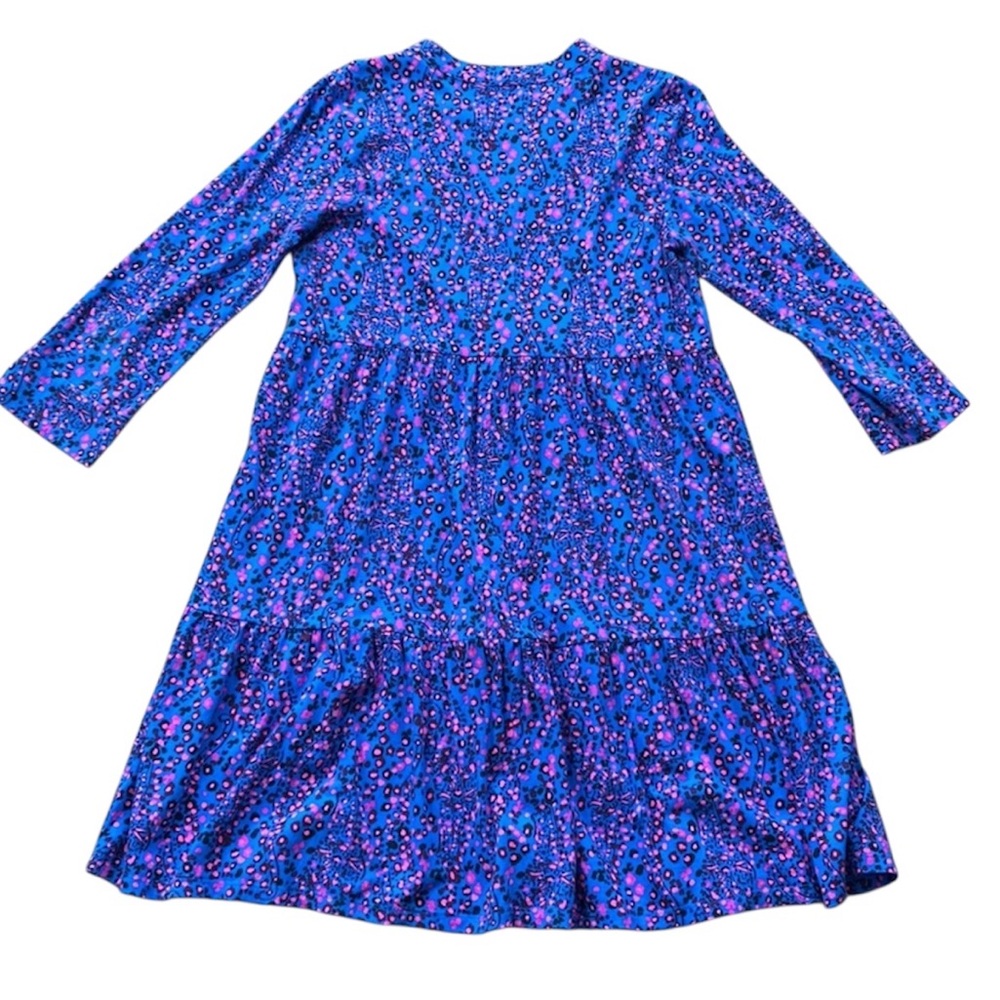 Lilly Pulitzer Alaina Dress Blue Flare Growl and Prowl Women’s Size Large - Picture 5 of 8